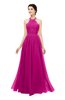 ColsBM Marley Hot Pink Bridesmaid Dresses Floor Length Illusion Sleeveless Ruching Romantic A-line