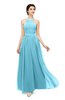 ColsBM Marley Light Blue Bridesmaid Dresses Floor Length Illusion Sleeveless Ruching Romantic A-line