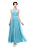 ColsBM Marley Light Blue Bridesmaid Dresses Floor Length Illusion Sleeveless Ruching Romantic A-line