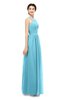 ColsBM Marley Light Blue Bridesmaid Dresses Floor Length Illusion Sleeveless Ruching Romantic A-line