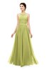 ColsBM Marley Linden Green Bridesmaid Dresses Floor Length Illusion Sleeveless Ruching Romantic A-line