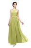 ColsBM Marley Linden Green Bridesmaid Dresses Floor Length Illusion Sleeveless Ruching Romantic A-line