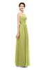 ColsBM Marley Linden Green Bridesmaid Dresses Floor Length Illusion Sleeveless Ruching Romantic A-line