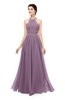 ColsBM Marley Mauve Bridesmaid Dresses Floor Length Illusion Sleeveless Ruching Romantic A-line