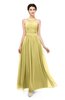 ColsBM Marley Misted Yellow Bridesmaid Dresses Floor Length Illusion Sleeveless Ruching Romantic A-line