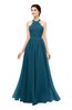 ColsBM Marley Moroccan Blue Bridesmaid Dresses Floor Length Illusion Sleeveless Ruching Romantic A-line