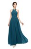 ColsBM Marley Moroccan Blue Bridesmaid Dresses Floor Length Illusion Sleeveless Ruching Romantic A-line