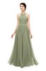 ColsBM Marley Moss Green Bridesmaid Dresses Floor Length Illusion Sleeveless Ruching Romantic A-line