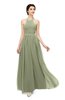 ColsBM Marley Moss Green Bridesmaid Dresses Floor Length Illusion Sleeveless Ruching Romantic A-line