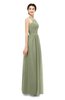 ColsBM Marley Moss Green Bridesmaid Dresses Floor Length Illusion Sleeveless Ruching Romantic A-line