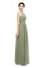 ColsBM Marley Moss Green Bridesmaid Dresses Floor Length Illusion Sleeveless Ruching Romantic A-line