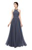 ColsBM Marley Nightshadow Blue Bridesmaid Dresses Floor Length Illusion Sleeveless Ruching Romantic A-line