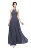 ColsBM Marley Nightshadow Blue Bridesmaid Dresses Floor Length Illusion Sleeveless Ruching Romantic A-line