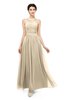 ColsBM Marley Novelle Peach Bridesmaid Dresses Floor Length Illusion Sleeveless Ruching Romantic A-line