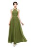 ColsBM Marley Olive Green Bridesmaid Dresses Floor Length Illusion Sleeveless Ruching Romantic A-line