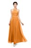 ColsBM Marley Orange Bridesmaid Dresses Floor Length Illusion Sleeveless Ruching Romantic A-line