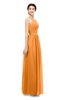 ColsBM Marley Orange Bridesmaid Dresses Floor Length Illusion Sleeveless Ruching Romantic A-line