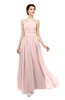 ColsBM Marley Pastel Pink Bridesmaid Dresses Floor Length Illusion Sleeveless Ruching Romantic A-line