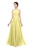ColsBM Marley Pastel Yellow Bridesmaid Dresses Floor Length Illusion Sleeveless Ruching Romantic A-line