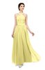 ColsBM Marley Pastel Yellow Bridesmaid Dresses Floor Length Illusion Sleeveless Ruching Romantic A-line