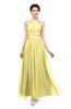 ColsBM Marley Pastel Yellow Bridesmaid Dresses Floor Length Illusion Sleeveless Ruching Romantic A-line
