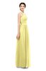 ColsBM Marley Pastel Yellow Bridesmaid Dresses Floor Length Illusion Sleeveless Ruching Romantic A-line