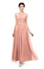 ColsBM Marley Peach Bridesmaid Dresses Floor Length Illusion Sleeveless Ruching Romantic A-line
