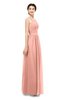 ColsBM Marley Peach Bridesmaid Dresses Floor Length Illusion Sleeveless Ruching Romantic A-line