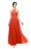 ColsBM Marley Persimmon Bridesmaid Dresses Floor Length Illusion Sleeveless Ruching Romantic A-line