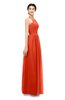ColsBM Marley Persimmon Bridesmaid Dresses Floor Length Illusion Sleeveless Ruching Romantic A-line