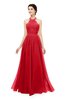 ColsBM Marley Red Bridesmaid Dresses Floor Length Illusion Sleeveless Ruching Romantic A-line
