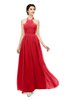 ColsBM Marley Red Bridesmaid Dresses Floor Length Illusion Sleeveless Ruching Romantic A-line
