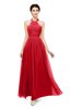 ColsBM Marley Red Bridesmaid Dresses Floor Length Illusion Sleeveless Ruching Romantic A-line