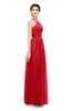 ColsBM Marley Red Bridesmaid Dresses Floor Length Illusion Sleeveless Ruching Romantic A-line