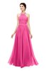 ColsBM Marley Rose Pink Bridesmaid Dresses Floor Length Illusion Sleeveless Ruching Romantic A-line