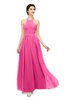 ColsBM Marley Rose Pink Bridesmaid Dresses Floor Length Illusion Sleeveless Ruching Romantic A-line