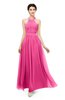 ColsBM Marley Rose Pink Bridesmaid Dresses Floor Length Illusion Sleeveless Ruching Romantic A-line