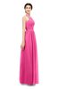 ColsBM Marley Rose Pink Bridesmaid Dresses Floor Length Illusion Sleeveless Ruching Romantic A-line