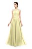 ColsBM Marley Soft Yellow Bridesmaid Dresses Floor Length Illusion Sleeveless Ruching Romantic A-line