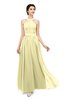 ColsBM Marley Soft Yellow Bridesmaid Dresses Floor Length Illusion Sleeveless Ruching Romantic A-line