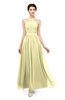 ColsBM Marley Soft Yellow Bridesmaid Dresses Floor Length Illusion Sleeveless Ruching Romantic A-line