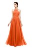 ColsBM Marley Tangerine Bridesmaid Dresses Floor Length Illusion Sleeveless Ruching Romantic A-line