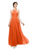 ColsBM Marley Tangerine Bridesmaid Dresses Floor Length Illusion Sleeveless Ruching Romantic A-line