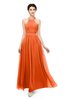 ColsBM Marley Tangerine Bridesmaid Dresses Floor Length Illusion Sleeveless Ruching Romantic A-line
