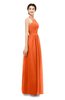 ColsBM Marley Tangerine Bridesmaid Dresses Floor Length Illusion Sleeveless Ruching Romantic A-line