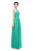 ColsBM Marley Viridian Green Bridesmaid Dresses Floor Length Illusion Sleeveless Ruching Romantic A-line