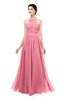ColsBM Marley Watermelon Bridesmaid Dresses Floor Length Illusion Sleeveless Ruching Romantic A-line