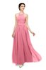 ColsBM Marley Watermelon Bridesmaid Dresses Floor Length Illusion Sleeveless Ruching Romantic A-line