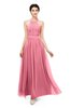 ColsBM Marley Watermelon Bridesmaid Dresses Floor Length Illusion Sleeveless Ruching Romantic A-line