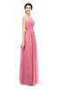ColsBM Marley Watermelon Bridesmaid Dresses Floor Length Illusion Sleeveless Ruching Romantic A-line